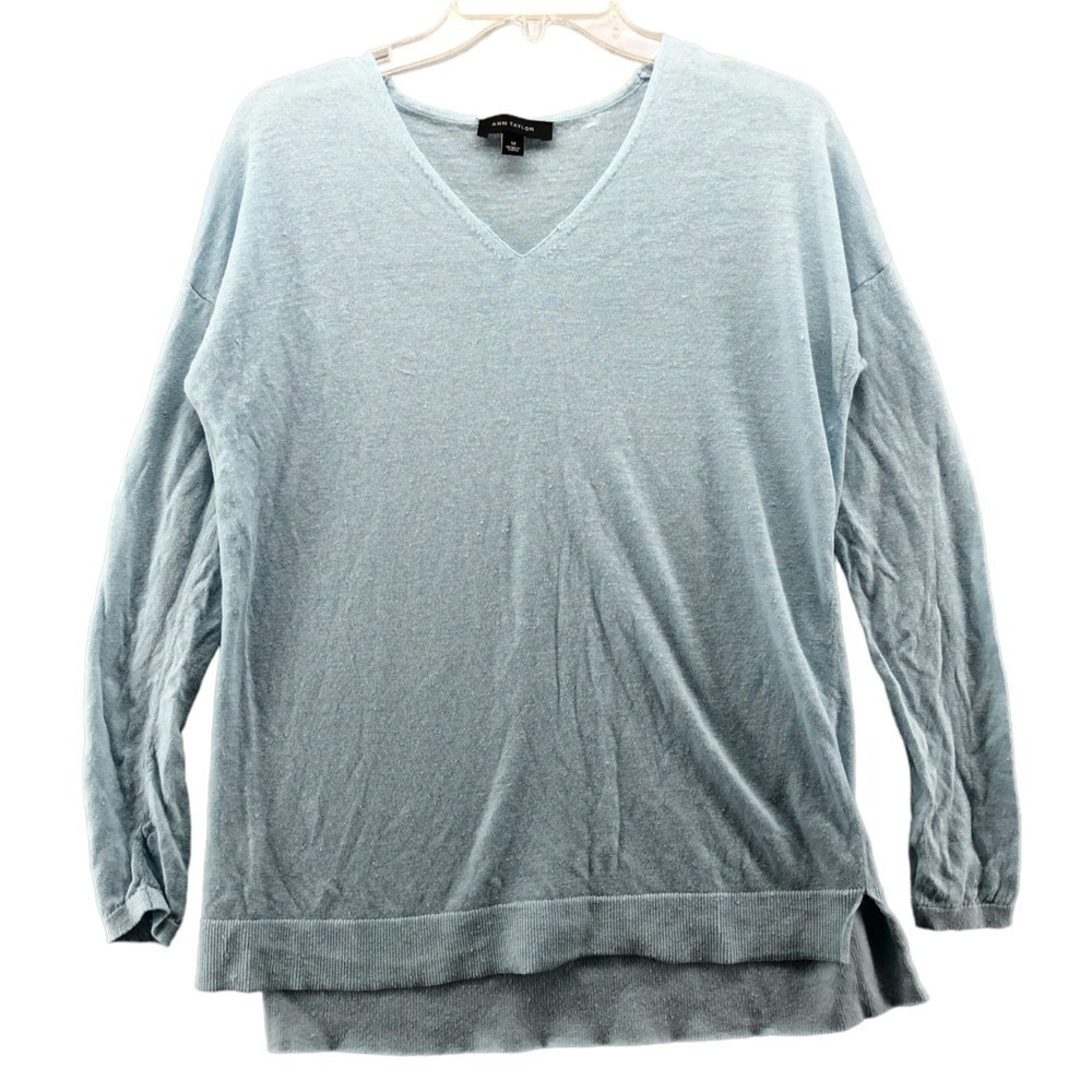 Ann Taylor Linen Blend Lightweight Sweater Top Womens Medium Beach Tropical Boho